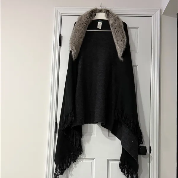 Lauren Ralph Lauren Removable Faux-Fur Collar Poncho - Image 2