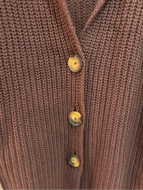 Free People Swim Too Deep Cardi size XS in Brown oversized button front ribbed - Image 6