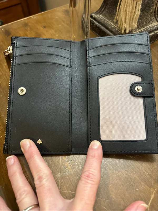 Kate Spade Wallet Leather Bifold Small Slim with faux pearls - Image 6