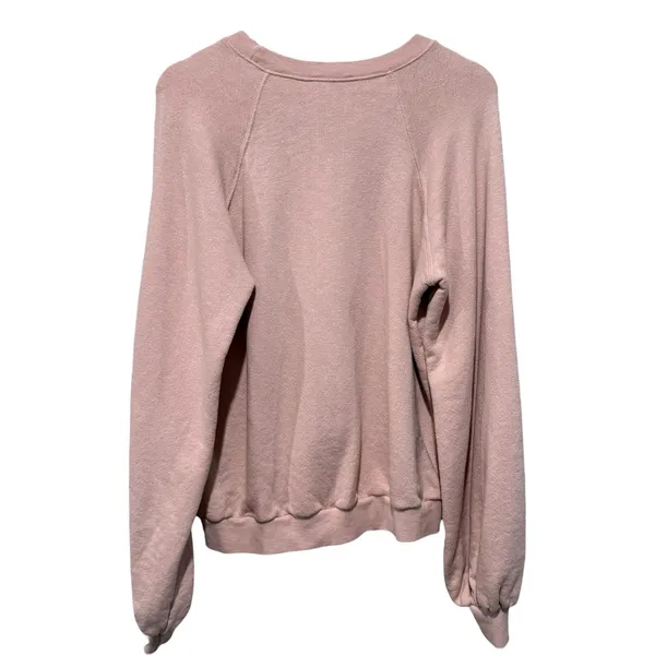 Ulla Johnson Sweatshirt Sz L Blush Pink Cotton Puff Sleeve Crew Neck Pullover - Image 2