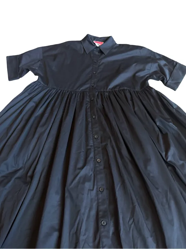 Kate Spade Black Cotton Midi Dress Sleeve Full Shirt Button Down Medium Women's - Image 5