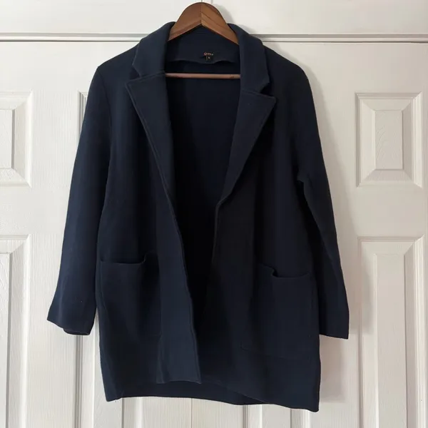 Quince‎ Women's Navy Organic Cotton Knit Blazer Size Small EUC - Image 5