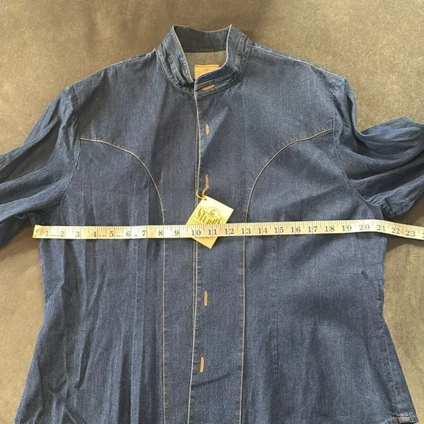 Vintage Stubbs Collection Denim Button-Up Long Sleeve Shirt NO BUTTONS Size L - Image 6