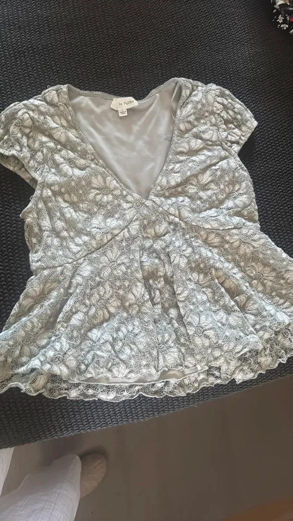 La Peche cropped blouse Silver Size L - Image 3