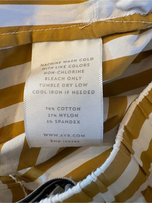 AYR The Beach Club Striped Pants Womens Small Yellow Excellent Pull On Wide Leg - Image 8