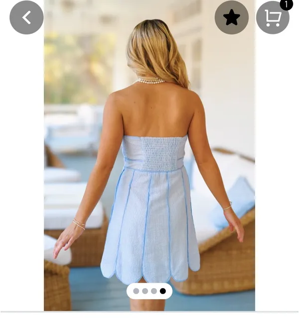 FANCY Blue seersucker scalloped dress - Image 2
