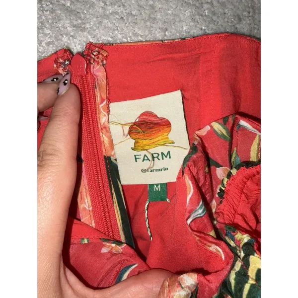 NWT farm rio pineapple bloom red Midi Dress M - Image 3