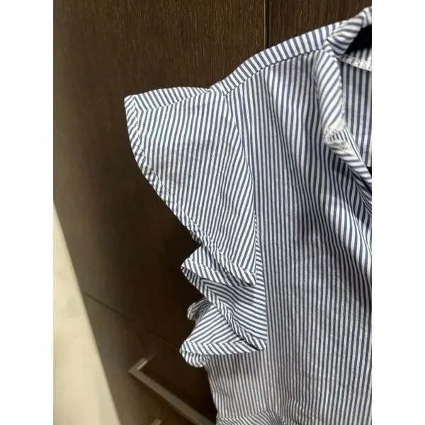Vineyard vine‎ Blouse stripe ruffles size small - Image 3