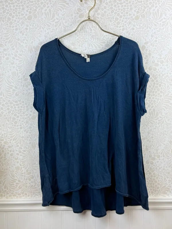 We The Free Navy Oversized Cotton Blend Casual Tee - Size - XS - Image 2