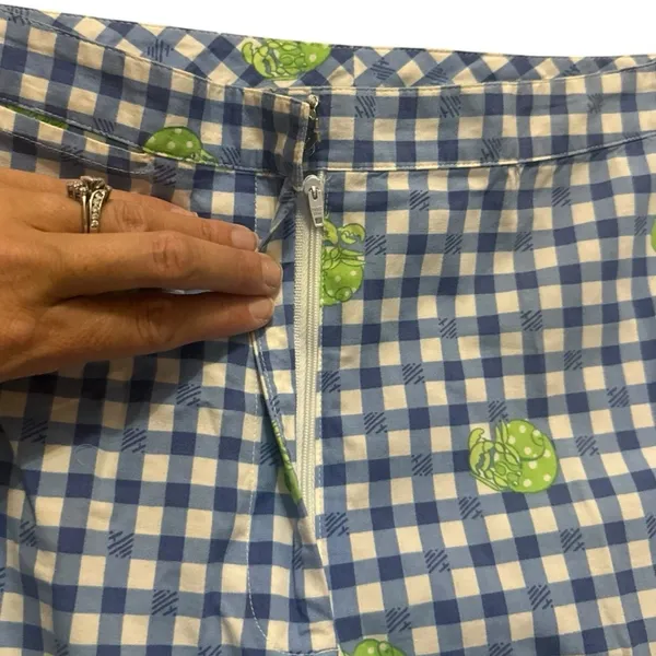 Lilly Pulitzer Blue Cotton Capri Hermit Crab Gingham Check Pants White Lbl 10 - Image 8