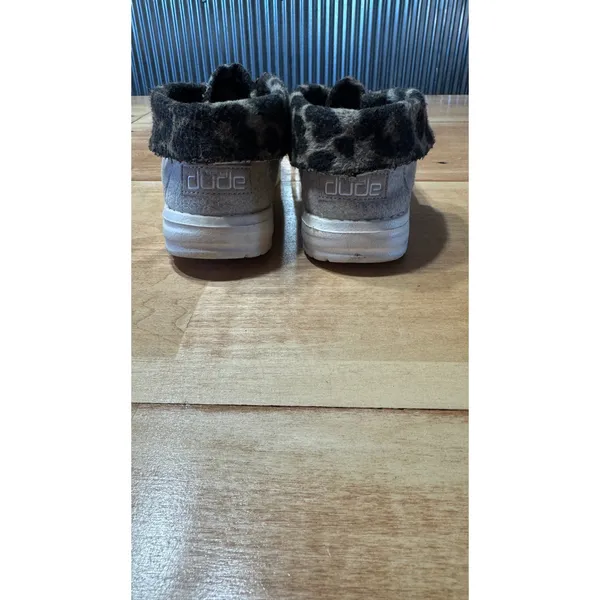 Hey Dude Britt Cream Cheetah Women Size 7 Felt Fur‎ Lined Ankle Bootie - Image 7