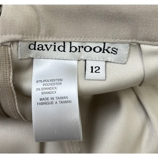 David Brooks Skirt Size 12 Neutral Tan Faux Suede Minimalist Modest Straight - Image 6