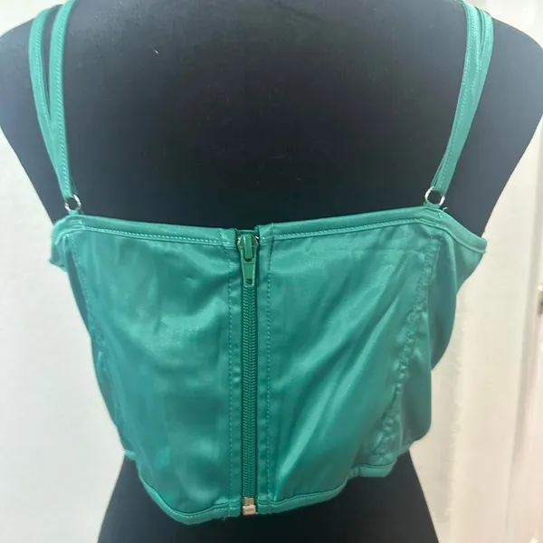 Satin Spaghetti Strap Party Crop Top Rave‎ Cute Zip Back Outfits Corset - Image 4
