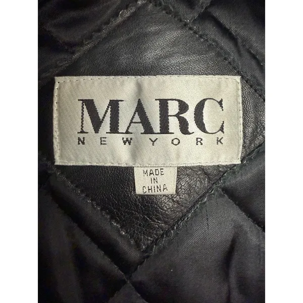 Marc New‎ York Leather Jacket Black Quilted Lined Zip Coat Women Small - Image 5