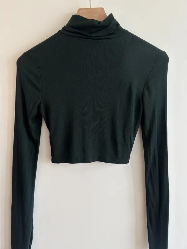Aritzia Sunday Best Freshman Cropped Turtleneck Green Ribbed Top S - Image 5