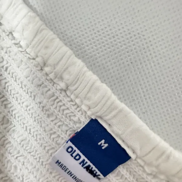 Old Navy Top Womens Med Peasant Eyelet White Blue Embroidery Boho Tie Back New - Image 4