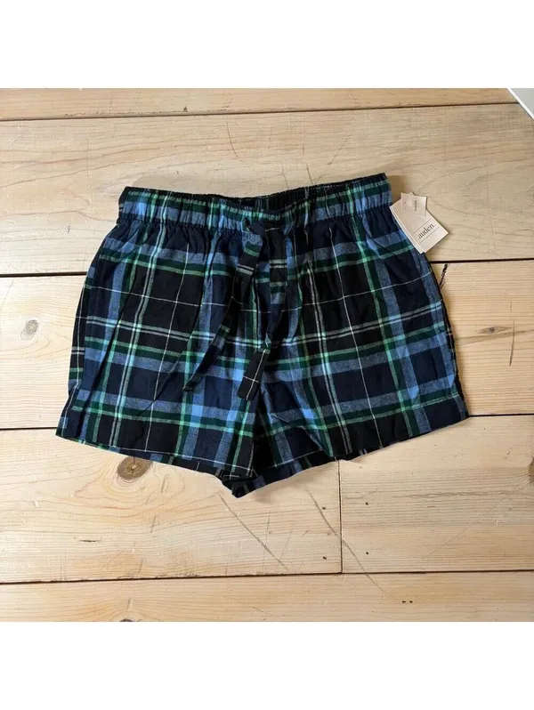 Auden NWT Women's Blue Plaid Flannel Pajama Sleep Shorts Size XS - Image 2