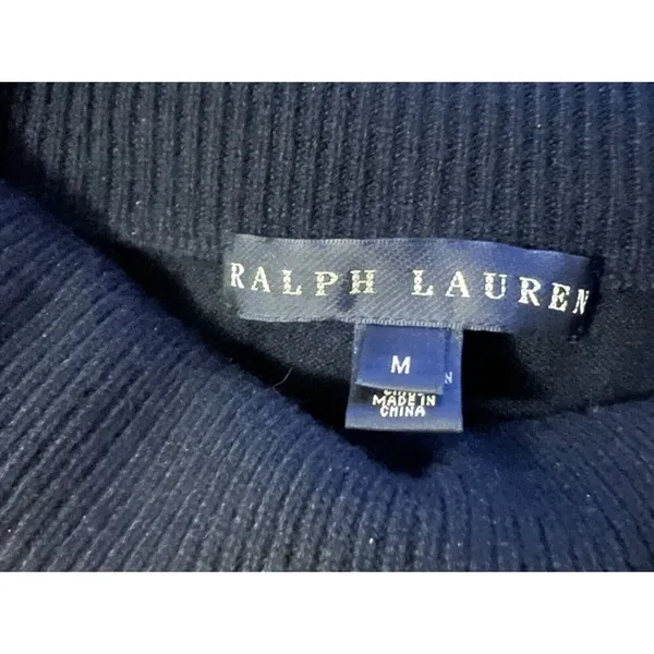 RALPH LAUREN Black Label black cashmere sweater jeweled button size M - Image 3