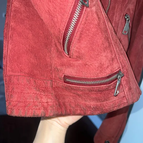 Vero Moda Used Red suede leather jacket - Image 9