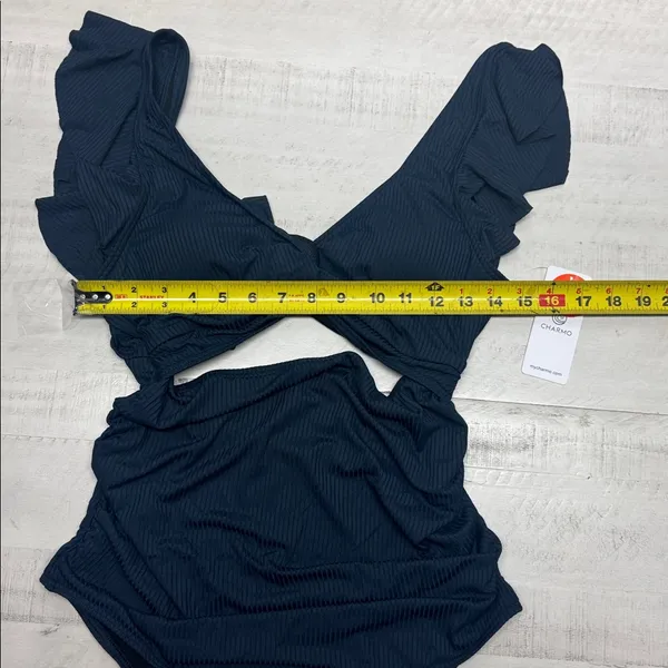 Charmo pregnancy swimsuit Ruched Twist Cutout Front Back Tie Maternity swimwear - Image 5