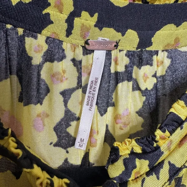 Free People Love Letter Tunic Mini Dress Women's Long Sleeve Yellow Size M - Image 4