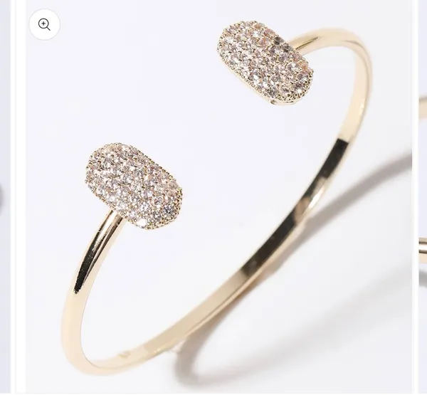 Gold Wire Pave Hexagon Bangle Bracelet - Image 2