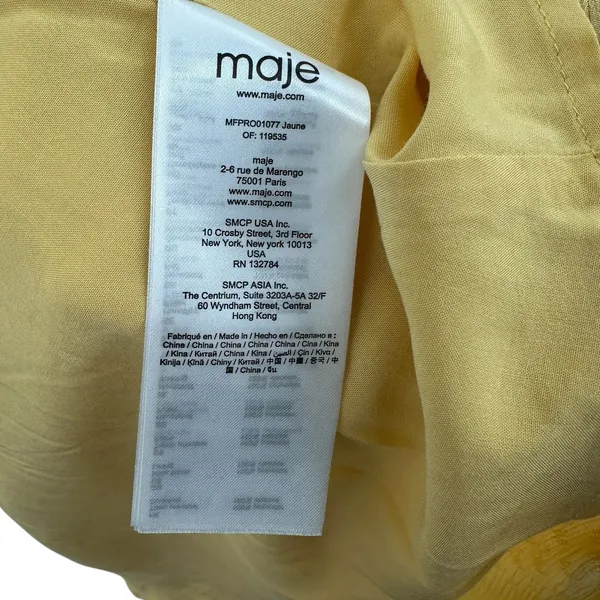 Maje Roseau Jacquard Skater Dress Long‎ Sleeve Yellow Size 40 US Large - Image 15