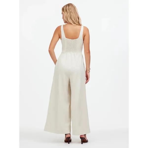 Madewell Wide Leg Jumpsuit Drapey Twill Muted Stone Beige Minimalist US 6 NWT - Image 3