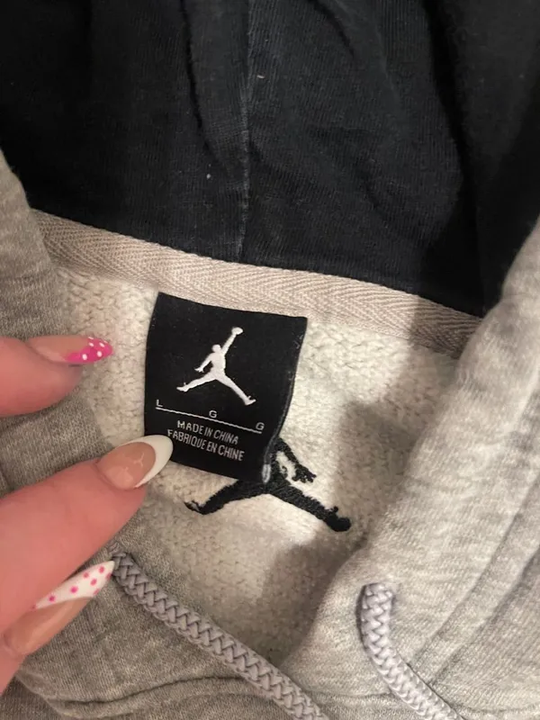 Jordan Gray Pullover Hoodie with Black Logo - Image 4