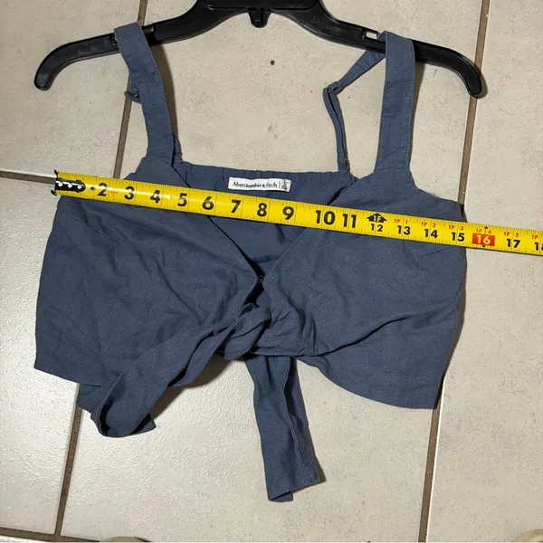 Abercrombie & Fitch‎ Women's Navy Linen Tie-Front Crop Top Size S - Image 8