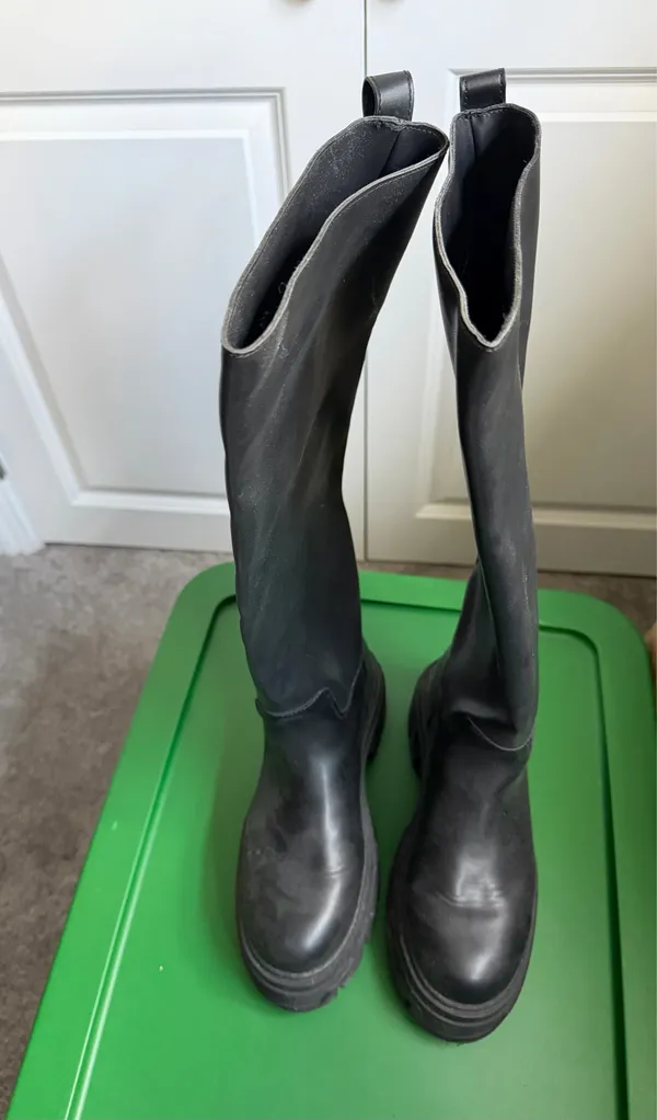 H&M Black Faux Leather Tall Boots - Image 3
