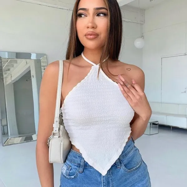 Tiger Cherry Brown Halter Crop Top - Image 2
