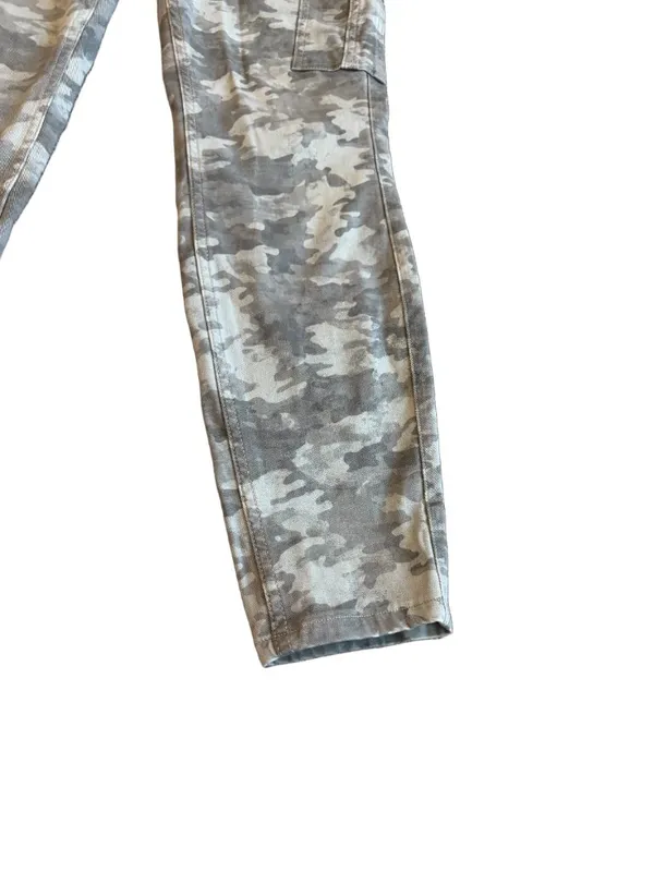 Spanx Green White Camo Cargo Pants Skinny Zip Fly Utility Tapered Large Women's - Image 6