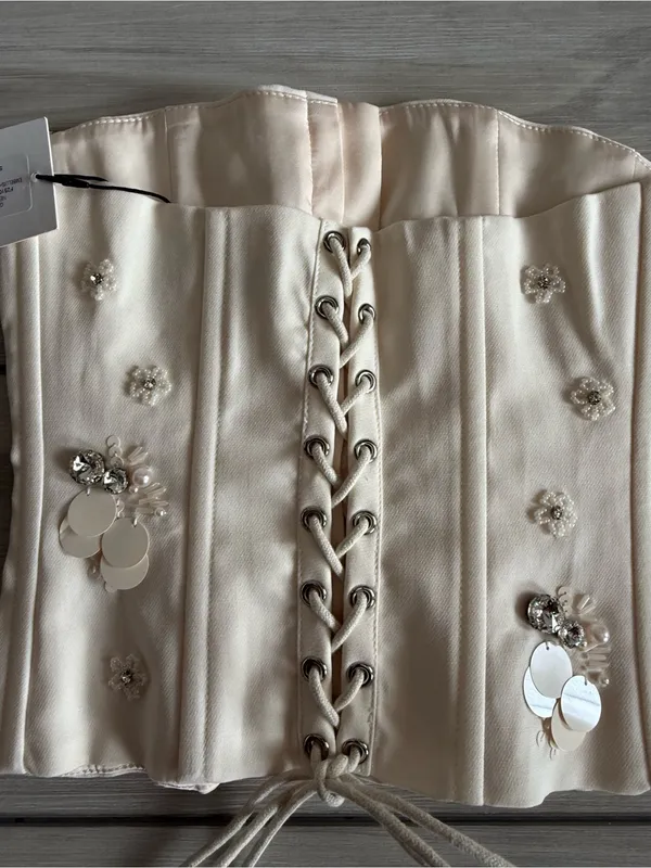 Guizio Embellished Twill Corset Ivory XXS NWT IN PACKAGE - Image 8