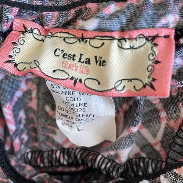 C’est La Vie Wide Leg Print Pant Black Size L - Image 5