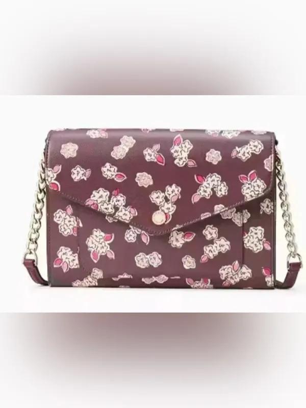 Kate Spade Frosted Floral Tinsel Flap Crossbody/Clutch Bag in Deep Berry NEW!!! - Image 2