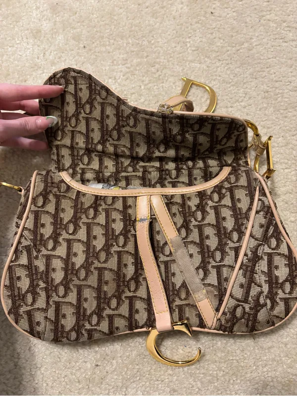 Christian Dior Vintage Pink and Brown Saddle Bag RARE - Image 6