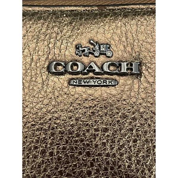 NEW‎ Coach Accordion Zip Wallet Metallic Bronze Pebbled Leather 52645 - Image 2