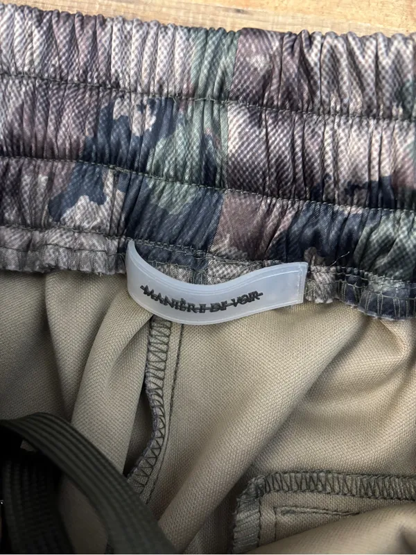 Maniere De Voir Patchwork Camo Print Cargo Drawstring Satin Jogger’s Women’s - Image 5