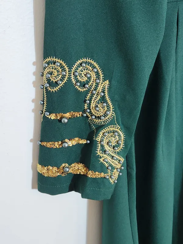 Missvalle Dark Green Modest Formal Dress Beaded Sequin Embroidered Size 38 NWT - Image 4