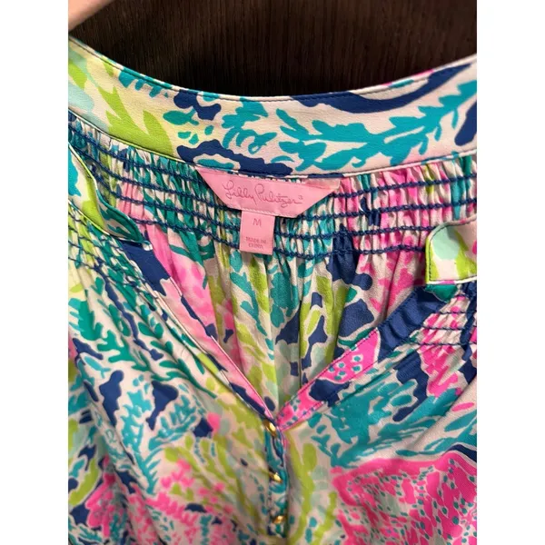 Lilly Pulitzer Elsa silk blouse in the "Let's Cha Cha" medium - Image 3