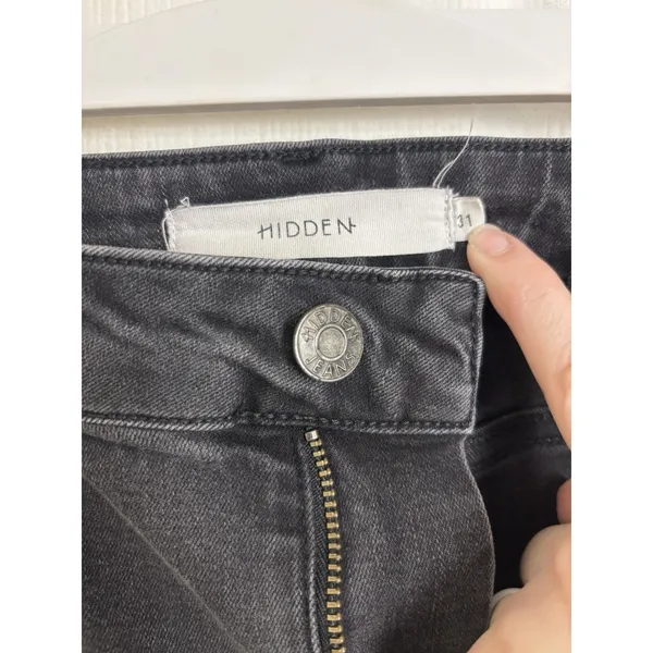 Hidden Black Bell Bottom Flare Leg Bloomer Pants Denim Size 31 Whimsigoth Boho - Image 3
