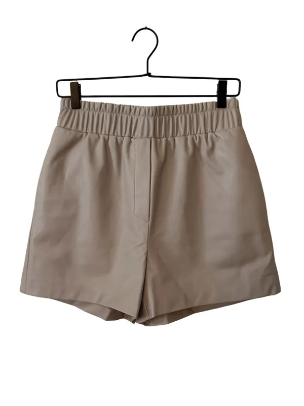 Mango High-Waist Faux Leather Tan Pull-On Shorts Size M NWT - Image 6