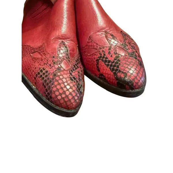 Arpeggios Women’s red leather snakeskin ankle booties Sz 6.5‎ - Image 5