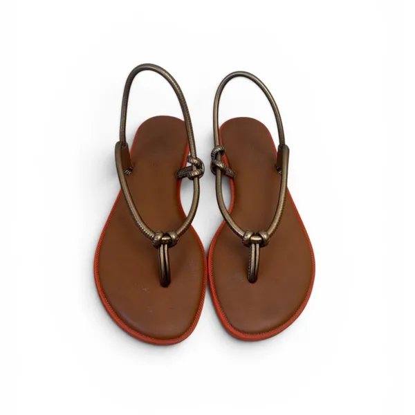 Havaianas Una Acai Cord Strap Slingback Sandals Beach Bronze Orange Sole Sz 9 - Image 2