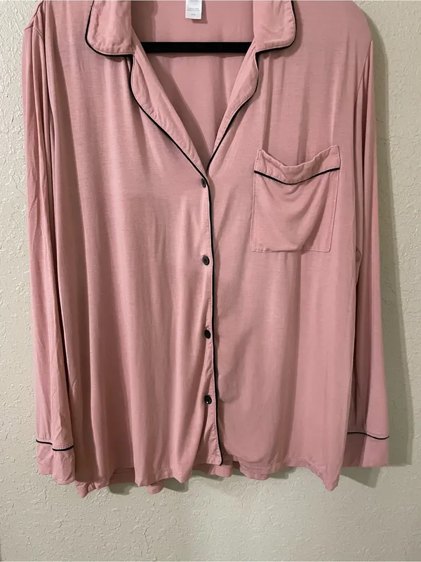 Eberjey Gisele Tencel Modal Pajama PJ Long Sleeve Top Size M Woodrose Black - Image 8