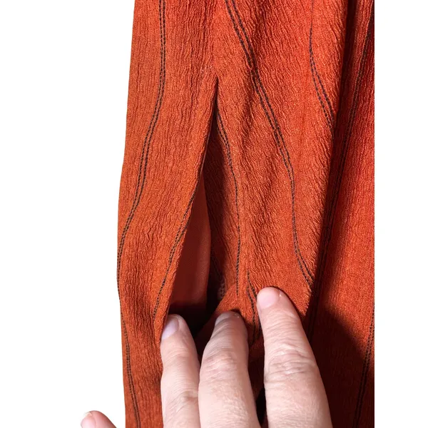 MiAmi Francesca's Women Mini‎ Dress L Rust Orange Striped Tie Front Boho Pockets - Image 8