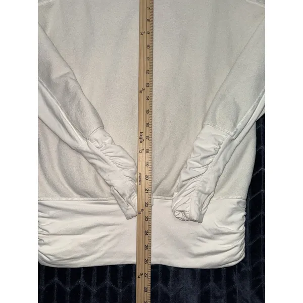 LULULEMON Don't Hurry Be Happy Pullover ivory Fleece Cowl Neck Rare Sz 6 - Image 8