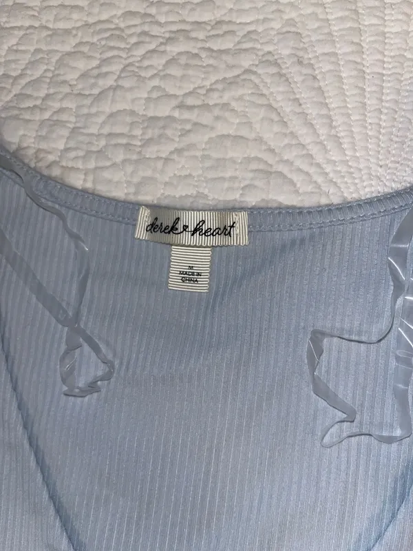 Baby blue ribbed button down baby tee Size M - Image 2