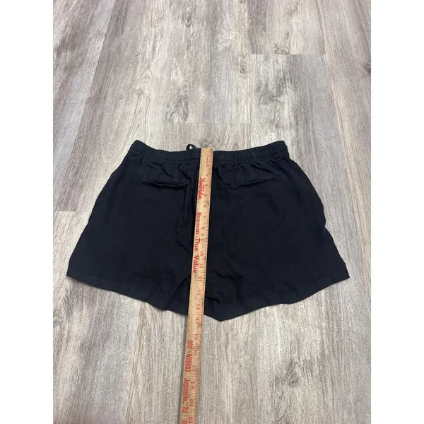 Quince Womens 100% European Linen Shorts Black Elastic Drawstring Medium - Image 4